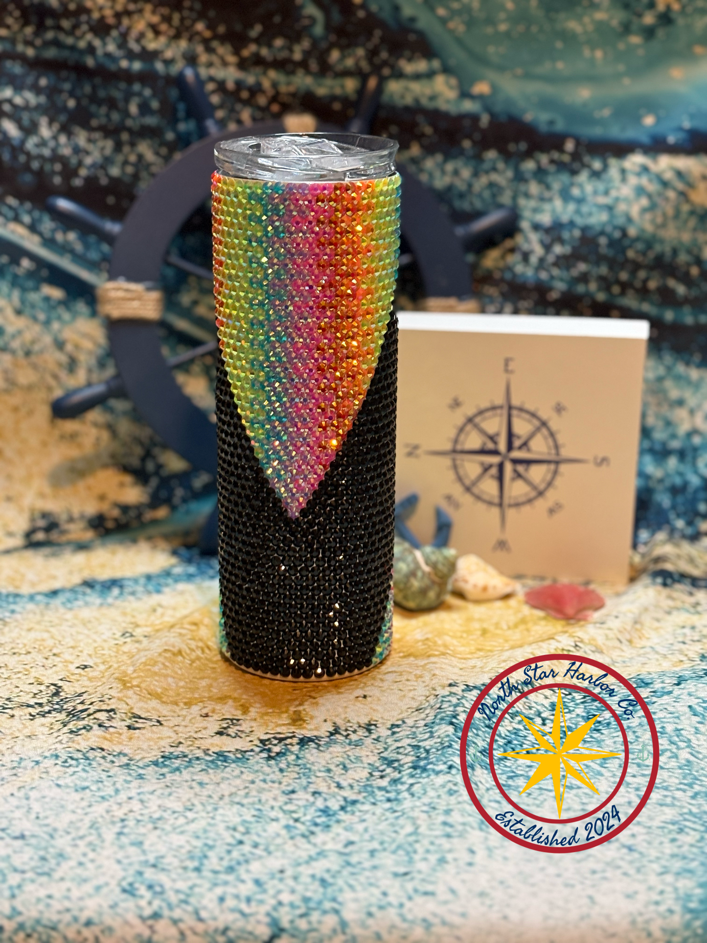 Double V Split rainbow tumbler