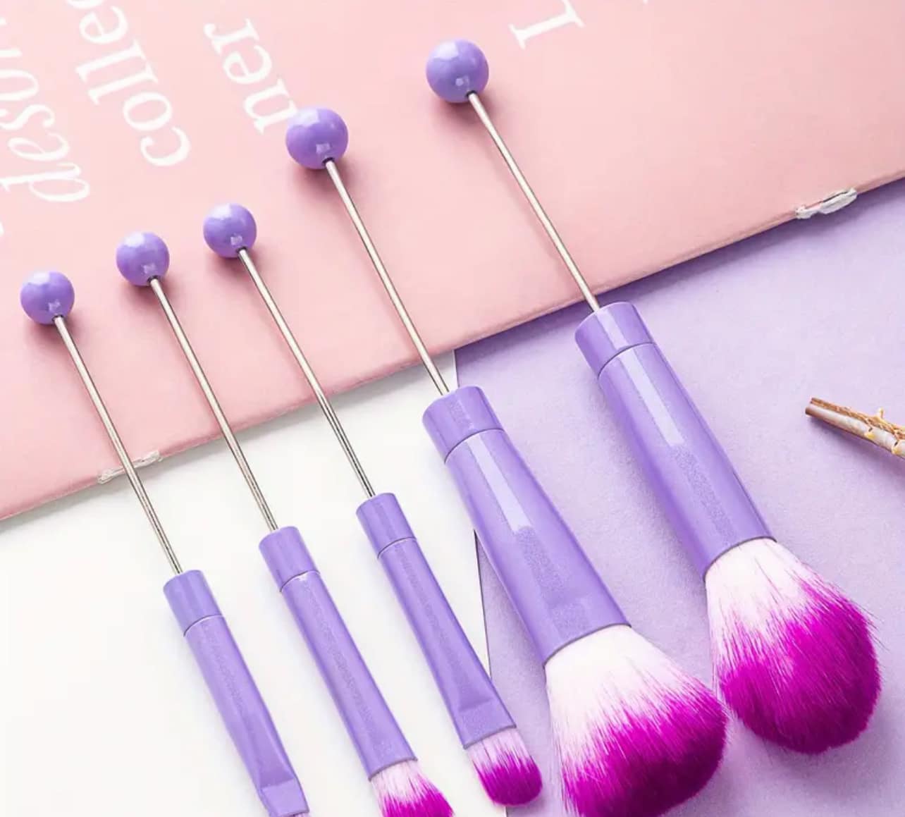 Custom Beaded Makeup Brush Set