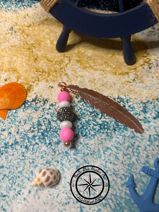 Pink & White Feather Bookmark