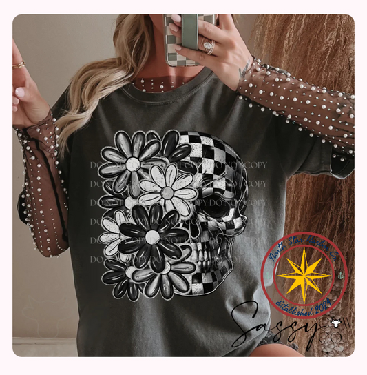 Edgy Floral Skull Shirt