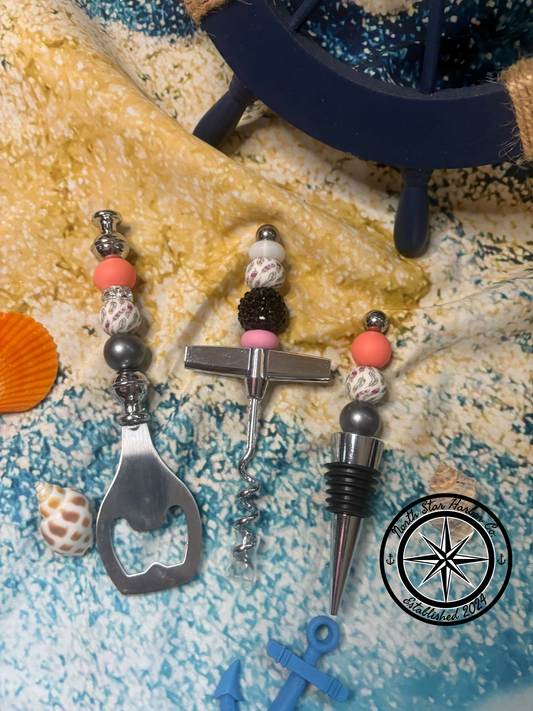 Black and pink Beaded Bar Tool Trio