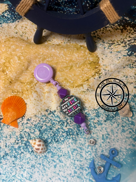 Purple People Skills Beaded Badge Reel